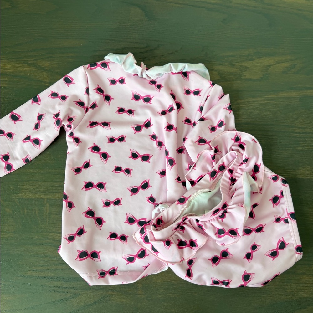Rachel Riley Pink Sunglasses Print Rash Guard Swim Set - Picture 4 of 4
